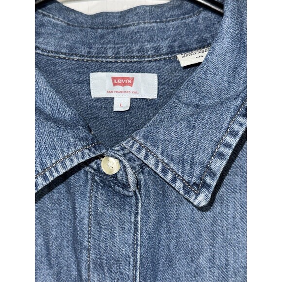 Levis Denim Shirt Adult Large Blue Western Rodeo Red Tab Wash 90s Cowboy Mens* - Picture 3 of 5